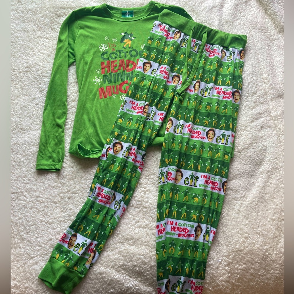Pjammy Elf Christmas Pajamas (I’m a Cotton-Headed Ninny Muggins) Size Small